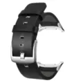 Cinturino per orologio in pelle nera compatibile con smartwatch, con fibbia e connettori in metallo. - Chiusura in Argento Nero