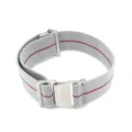 Grey Nylon Elastic Watch Strap 20mm 22mm Parachute Style Replacement Band for Smartwatch - Gray & Red with Silver Buckle