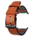 Cinturino di ricambio in pelle marrone compatibile con smartwatch con fibbia in metallo - Arancione Fibbia Nera