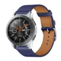 Replacement leather strap compatible with Samsung watch, blue and brown dual color PU leather band. - Royal Blue
