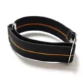 Nylon watch strap elastic stretch 20mm 22mm black orange stripe military style accessory - Black & Orange with Silver Buckle