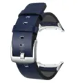Cinturino per orologio in pelle blu con connettore in metallo argentato variante ricambio - Chiusura in Argento Blu
