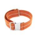 Orange nylon elastic watch strap with white stripe and stainless steel buckle for smart watch - Orange & White with Silver Buckle
