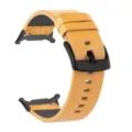 Cinturino per orologio in pelle gialla con fibbia nera per Samsung Galaxy Watch Ultra 47mm - Marrone chiaro con fibbia nera