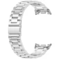 Stainless Steel Metal Watch Band Silver Three-Bead Fold Clasp Replacement Strap for Smartwatch - Universal for Watch 8/8 Classic / Silver