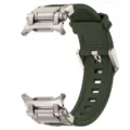 Green silicone smartwatch replacement strap with metallic connectors and sturdy buckle. - Titanium Green