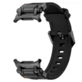 Black TPU silicone watch strap with metal connectors, compatible with Samsung Galaxy Watch Ultra. - Black