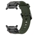 Rugged TPU silicone watch strap in dark green with black metal connectors for smartwatch. - Black and Green
