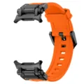 Orange TPU silicone replacement watch strap with black metal lugs for smartwatch. - Black and Orange