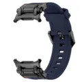 Navy blue TPU silicone watch strap with metal connectors compatible with Samsung Watch Ultra. - Black Blue