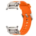 Orange silicone watch strap with durable metal connectors for smart watch replacement band. - Titanium Orange