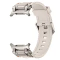 Silicone Watch Strap for Samsung Galaxy Watch Ultra 47mm, Metal Connector, Beige Color - Titanium Starlight
