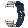 Dark blue silicone watch strap with metal connectors compatible with smart watch rugged style. - Titanium Blue