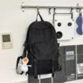 Lässiger großer Kapazität Rucksack für Oberschule Studenten trendiger schwarzer - Schwarz