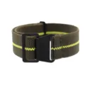 Military parachute style nylon elastic watch strap in army green with yellow stripe. - Green & Yellow with Black Buckle