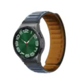 Silicone magnetic watch strap for Samsung Watch 6, grey and brown wave design with green dial. - Watch 6/6 Classic / Black Dark Blue