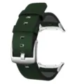 Cinturino di ricambio in vera pelle verde scuro con connettori metallici per orologio. - Verde scuro con fibbia argento