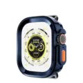 Glossy electroplated TPU protective case compatible with Apple Watch Ultra, dark blue design. - Plated Blue