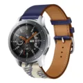 Two-tone PU leather watch strap, blue and brown dual color replacement band for smart watch. - 12# Dark Blue Mud Gray