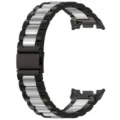 Correa de reloj de acero inoxidable negro plata correa de repuesto para reloj inteligente - Universal para Watch 8/8 Classic / Negro y Plata