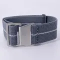Grey nylon elastic watch strap parachute style adjustable band with metal buckle for smart watch - Gray With Silver Buckle