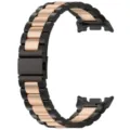Correa de reloj de metal de acero inoxidable, negro y oro rosa con cierre plegable. - Universal para Watch 8/8 Classic / Negro y Oro Rosa