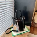 Black patent leather shoulder crossbody phone bag for women, chic mini tote purse with charm. - With Pendant / Black