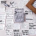 Boxed decorative stickers for journaling, English quote design black and white sticker pack. - English Newspaper (46 pcs)