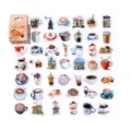 Coffee Corner boxed stickers set, cute watercolor cafe design self-adhesive decals for journaling. - Coffee Corner (46 pcs)