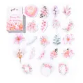 Boxed floral sticker set, pink botanical journal decorative stickers, aesthetic stationery items. - Morning Dew and Gardenias (46 pcs)
