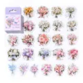 Boxed floral bouquet decorative stickers set, fresh hand ledger aesthetic self-adhesive labels. - Romance in Hand (46 pcs)