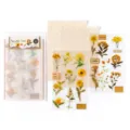 Flower forest series PVC transfer stickers set with yellow botanical designs and fabric material. - Dusk Time