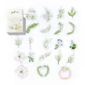 Boxed botanical stickers featuring fresh green leaves and woven vines watercolor designs for journal. - Green Leaves and Woven Vines (46 pcs)