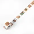 Cinta Washi de sello troquelada retro oficina de correos floral diario DIY adhesivo decorativo - Colección de Arte Mucha