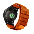 Nylon tactical loop watch band for Garmin Fenix series, durable orange woven strap. - 22mm / Orange