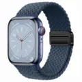 Compatible with Apple Watch nylon magnetic strap braided loop adjustable band replacement strap - 38/40/41/S10-42mm / Deep Blue