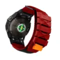 Garmin Fenix nylon watch strap replacement, red alpine loop woven sports band. - Red