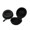 Portable black watch travel storage case with zipper and protective soft interior lining. - Black