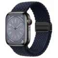 Nylon magnetic loop strap compatible with Apple Watch, adjustable braided band in dark navy. - 38/40/41/S10-42mm / Charcoal