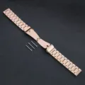 Cinturino per orologio in acciaio inossidabile oro rosa, ricambio in metallo a 3 maglie. - 18mm / Oro rosa