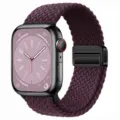 Magnetic braided nylon watch strap replacement loop band compatible with smart watch. - 38/40/41/S10-42mm / Dark Cherry