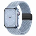 Compatible with Apple Watch braided solo loop nylon magnetic strap light blue color - 38/40/41/S10-42mm / Slate Blue