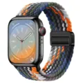 Braided nylon magnetic strap for Apple Watch, colorful woven loop band with metal clasp. - 38/40/41/S10-42mm / Denim Rainbow