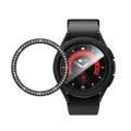 Strass Lünetten Schutzhülle Kompatibel mit Samsung Galaxy Watch 6 Classic Schwarzes Etui - 43mm / Schwarz