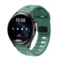 Green silicone watch strap replacement for smartwatch, comfortable breathable design with buckle. - Pine Green