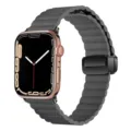 Replacement magnetic leather strap for Apple Watch, wave pattern band in dark grey color. - Lychee Pattern Grey