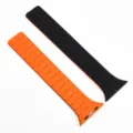 Bracelet de montre magnétique en silicone compatible Apple Watch, design bicolore élégant. - Noir et Orange