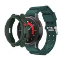 Green silicone strap and TPU protective case armor set compatible with smart watch daily use. - 47mm / Dark Green