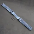 Blue 3-bead stainless steel metal watch strap replacement accessory for smart watch models. - Blue