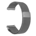 Stainless steel Milanese loop watch strap in dark grey, featuring a secure magnetic clasp closure. - Gray